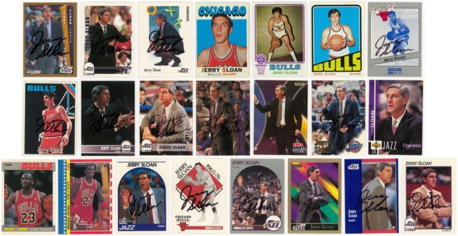 Jerry Sloan Collection: Personal Basketball Trading Cards Featuring Multiple Jerry Sloan Signed Player & Coaching Trading Cards & 1987 Fleer Michael Jordan Trading Card (Sloan LOA) 